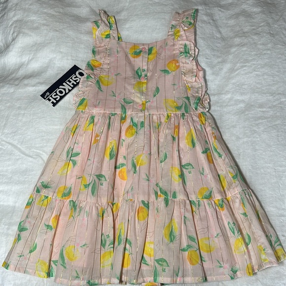 Oshkosh Lemon Print Ruffle Sleeve Flutter Dress - Picture 5 of 10